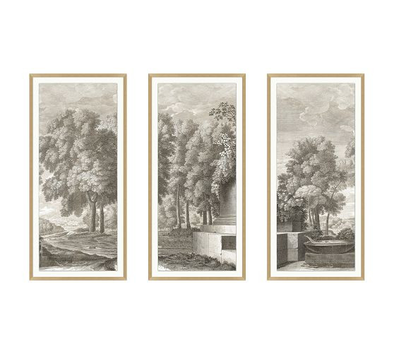 Etched Garden Triptych Framed Print | Pottery Barn (US)