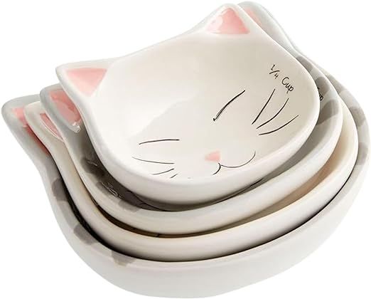 Goodscious 4pcs Set Cat Shaped Ceramic Measuring Cups - Cute Measuring Kitchen Accessories and To... | Amazon (US)