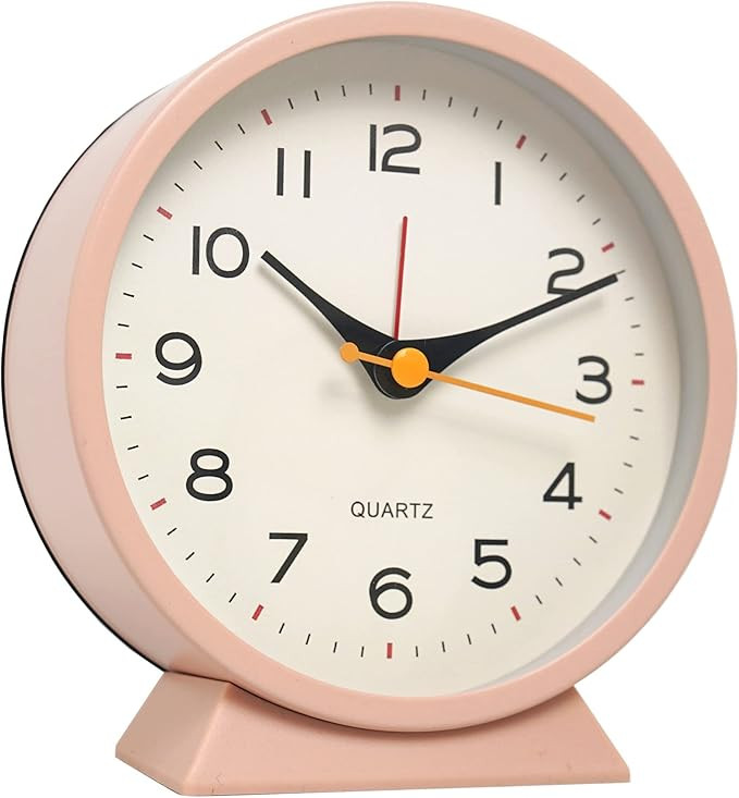 SHISEDECO 4.5" Battery Operated Antique Retro Analog Alarm Clock, Small Silent Bedside Desk Metal... | Amazon (US)