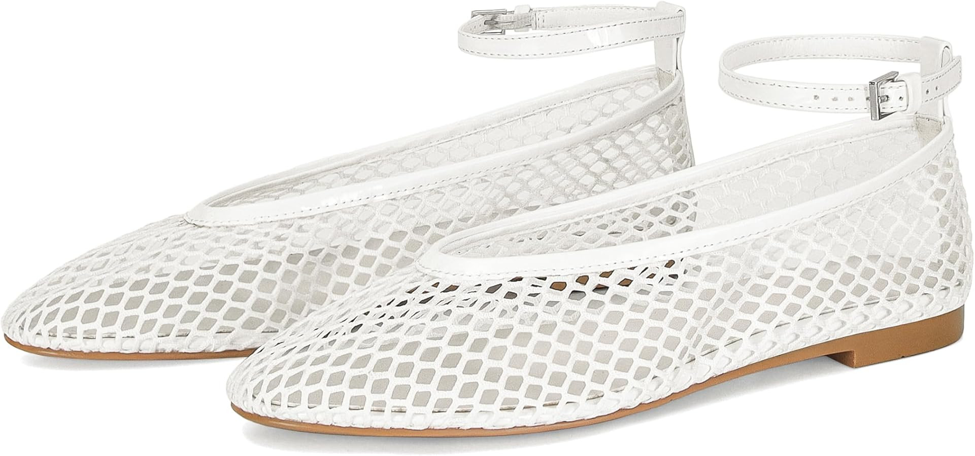 Mesh Ballet Flats for Women Round Toe Buckle Strap Fishnet Mary Jane Flats Comfy Casual Office Wo... | Amazon (US)