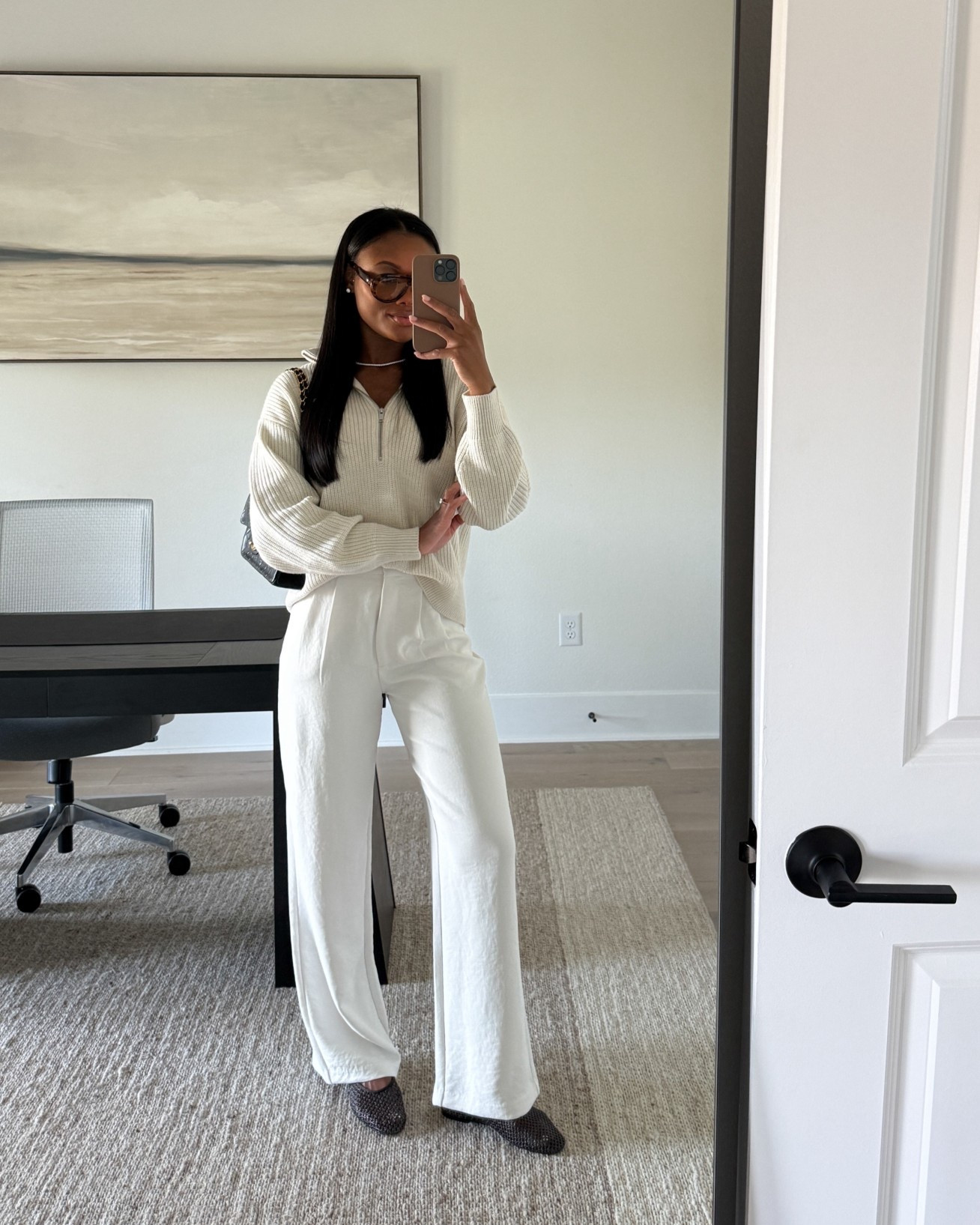 Today’s neutral outfit | half-zip size small, pants fit true to size

neutral outfit inspo, spring outfits, white half-zip outfit, summer outfit ideas, woven ballet flats, tailored wide leg pant, white pants, spring fashion, elevated style, half-zip sweater, aviator sunglasses  

#LTKWorkwear #LTKgrwm #LTKootd