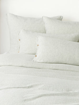 Washed Linen Duvet Cover Rinna with Fine Stripes | Westwing UK