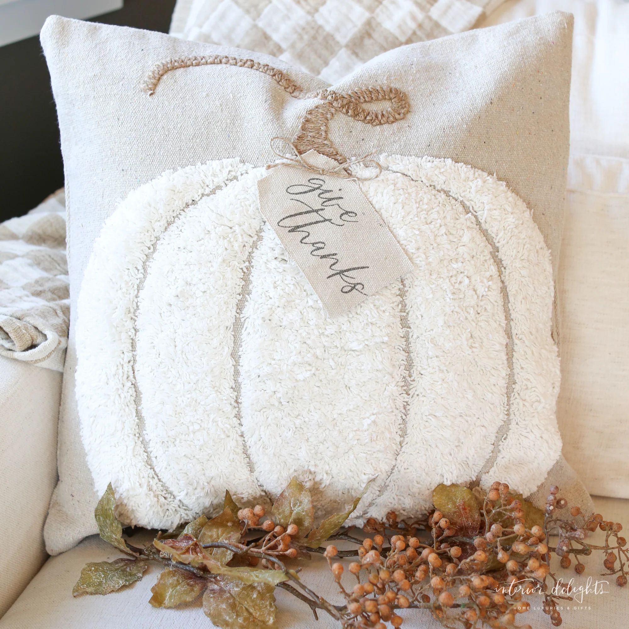 White Pumpkin Tufted Pillow | Interior Delights