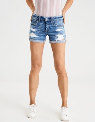 AE Ne(x)t Level Denim Midi Short | American Eagle Outfitters (US & CA)