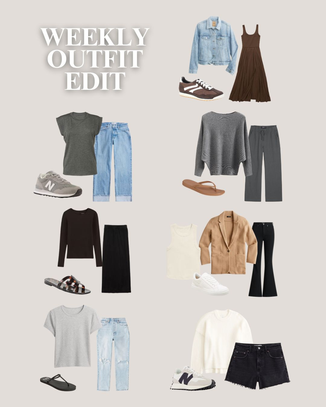 Weekly outfit edit from the year round capsule wardrobe!