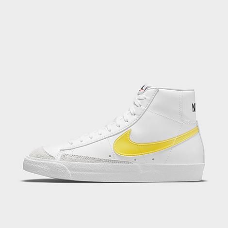 Nike Women's Blazer Mid '77 Essential Casual Shoes in White/Yellow/White Size 8.0 Leather/Suede | Finish Line (US)