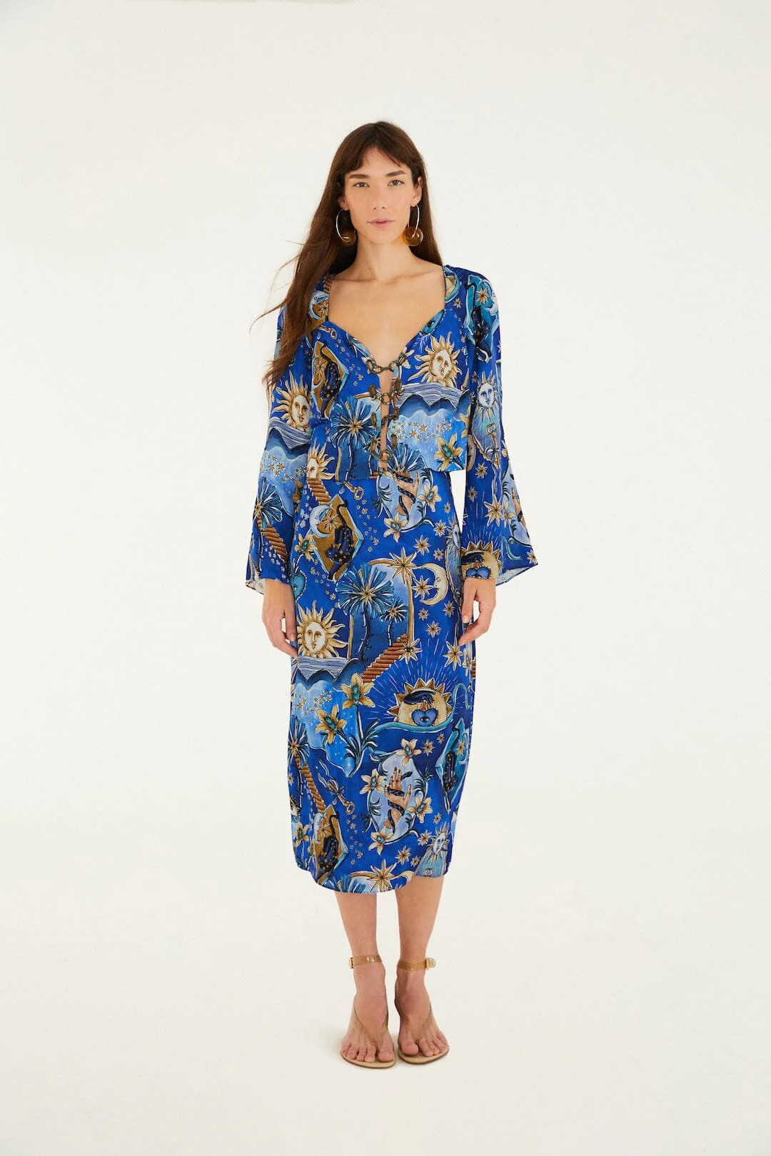 Blue Mystical Front Cut-Out Crop Blouse and Skirt Set | FARM Rio | FarmRio (US)