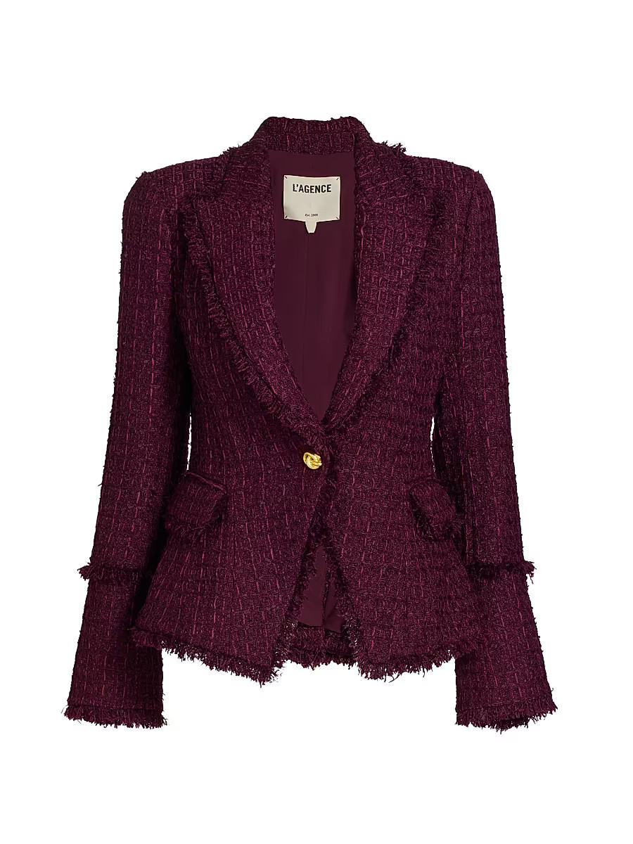 Women's Kaisley Tweed Single-Breasted Blazer - Dark Port - Size 00 | Saks Fifth Avenue