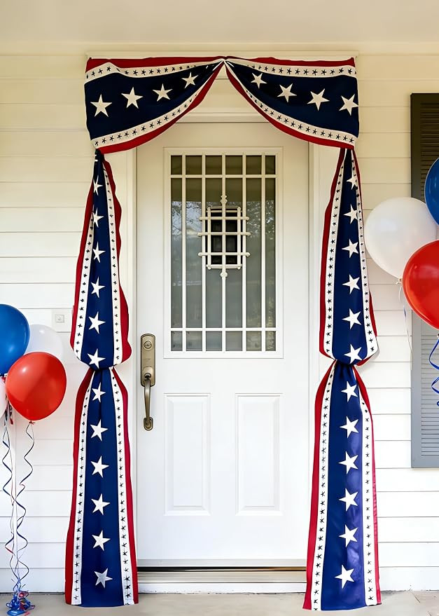 1Pcs 20 Ft Patriotic Bunting with 250 Stars, Red White Blue American Flag Banner for 4th of July,... | Amazon (US)