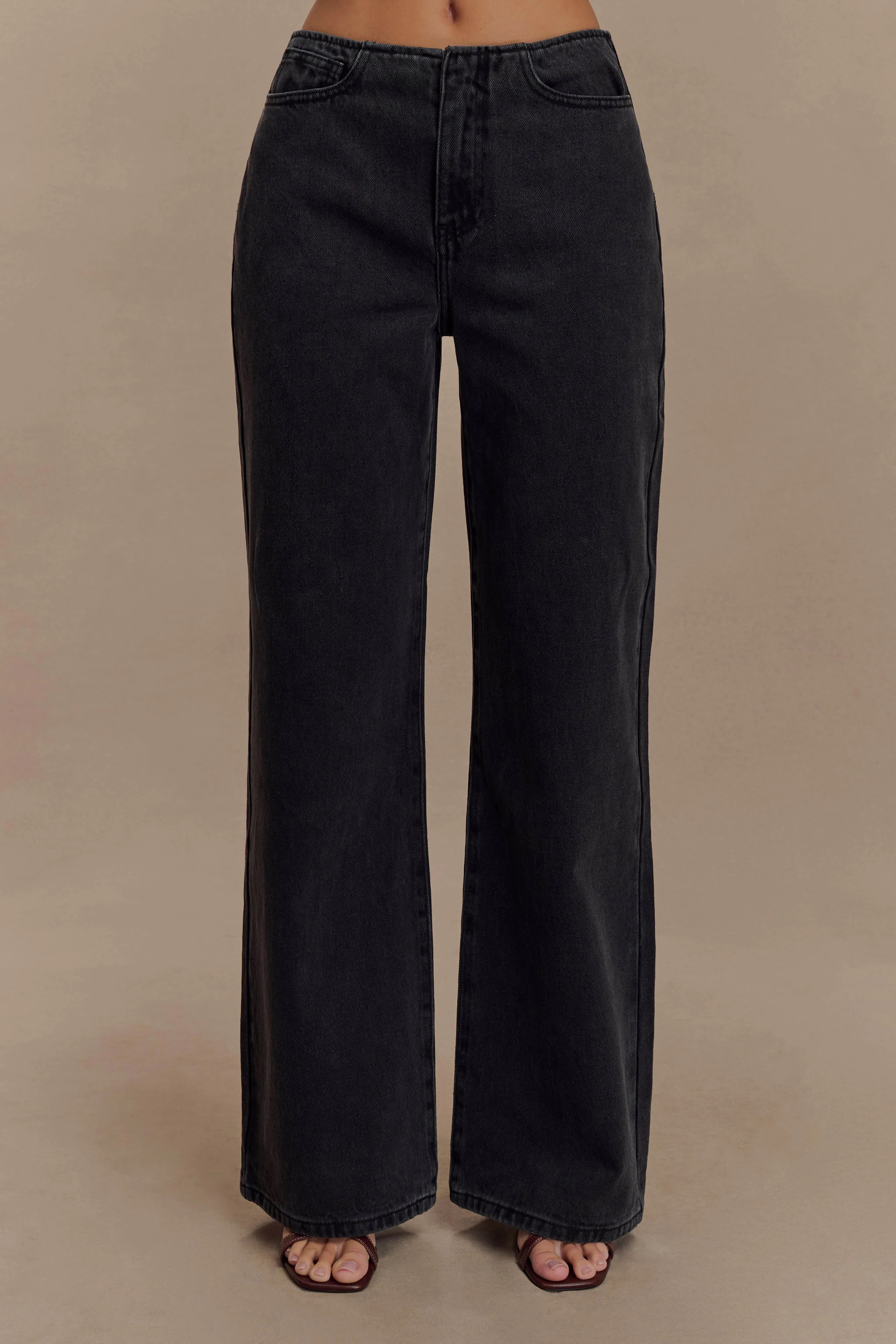 Caitlin Mid Rise Denim Jeans - Washed Black | Meshki (APAC)