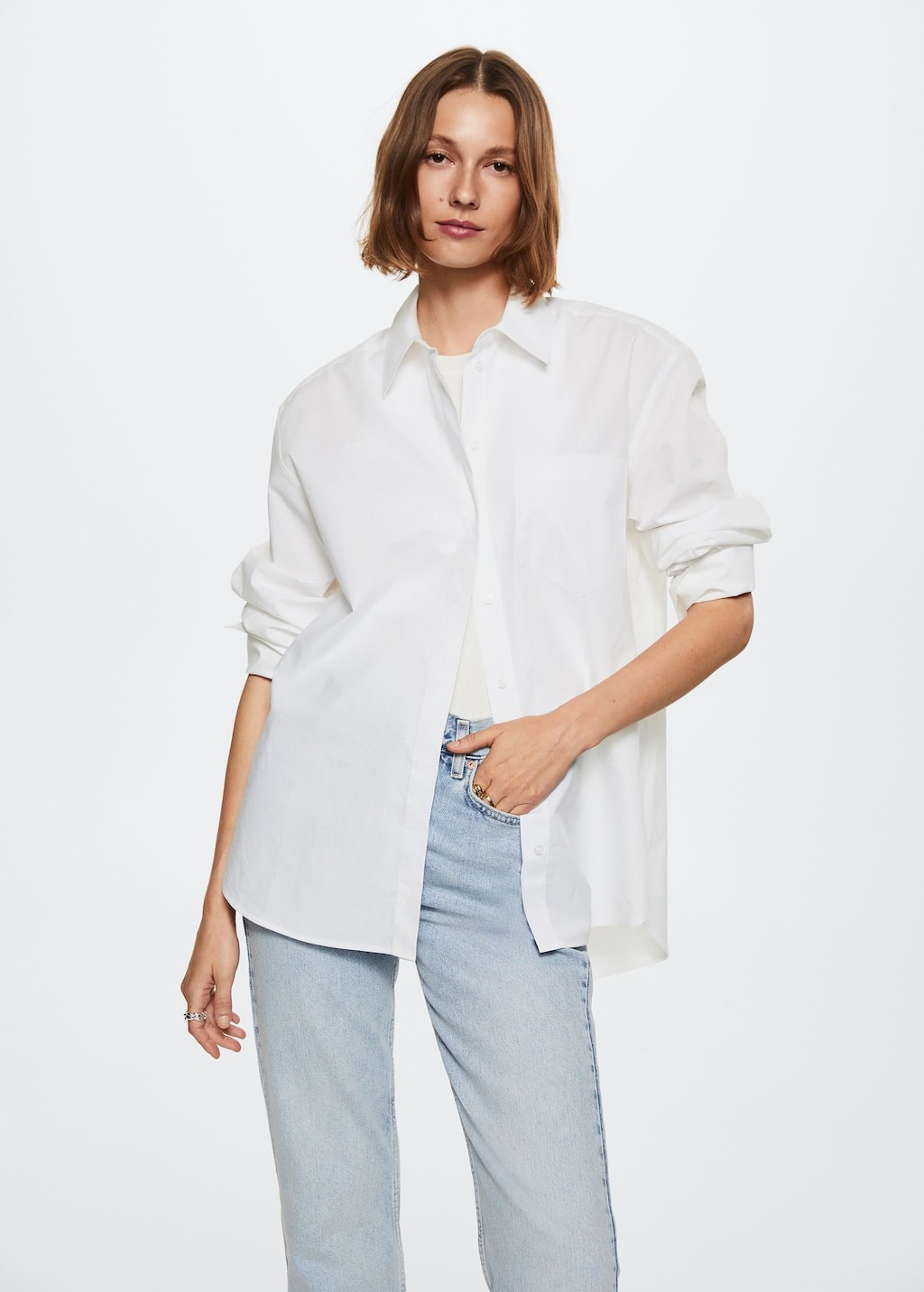 Oversize cotton shirt | MANGO (UK)
