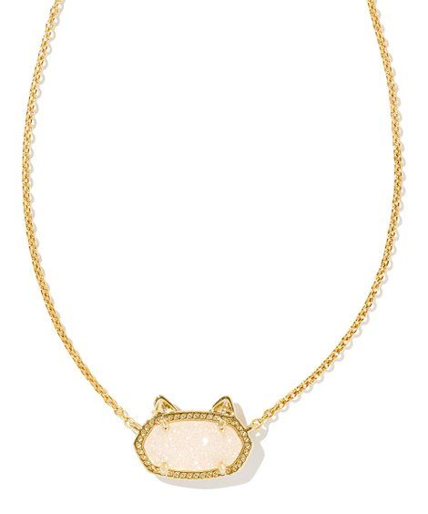 Kendra Scott Iridescent Drusy & 14K Gold-Plated Cat Elisa Pendant Necklace | Zulily