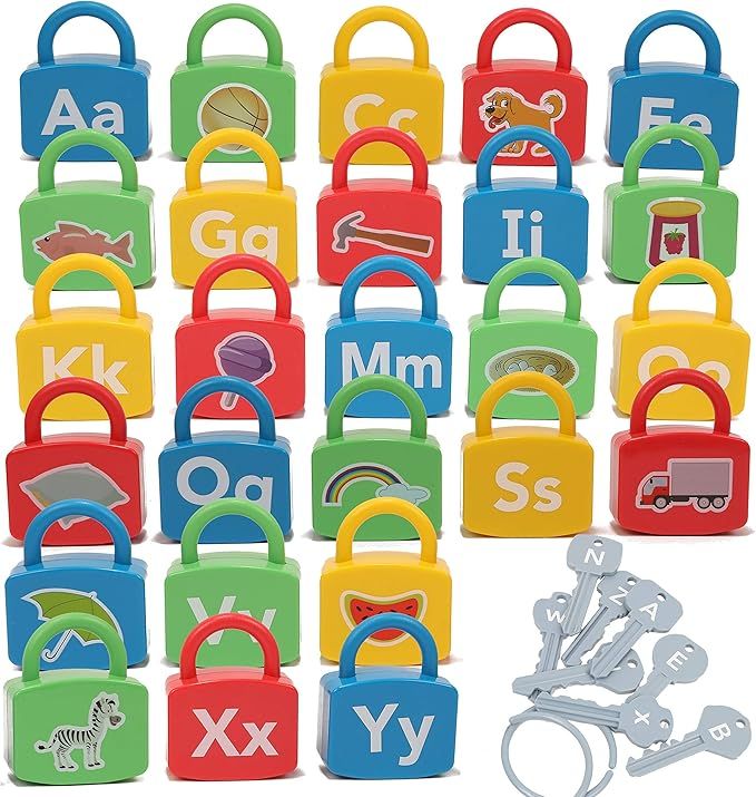 IQ Toys ABC Learning Locks Educational Alphabet Set- with 26 Locks, 26 Keys and 4 Keyrings | Amazon (US)