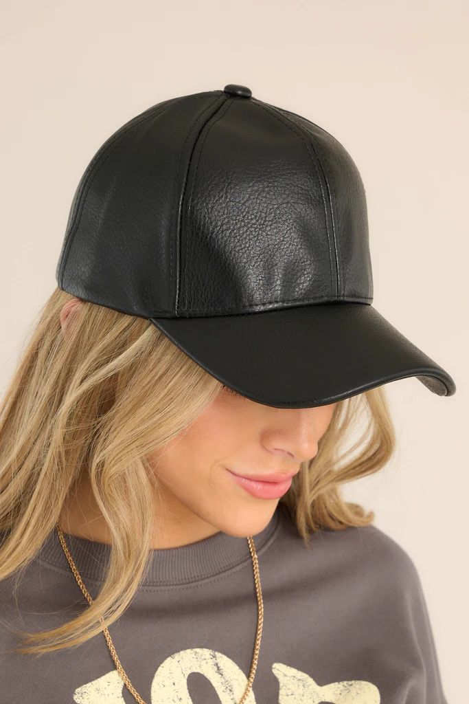 To Die For Black Faux Leather Hat | Red Dress