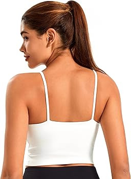 Womens Workout Tops Padded Yoga Athletic Tank Top Spaghetti Straps Longline Sports Bras for Women | Amazon (US)