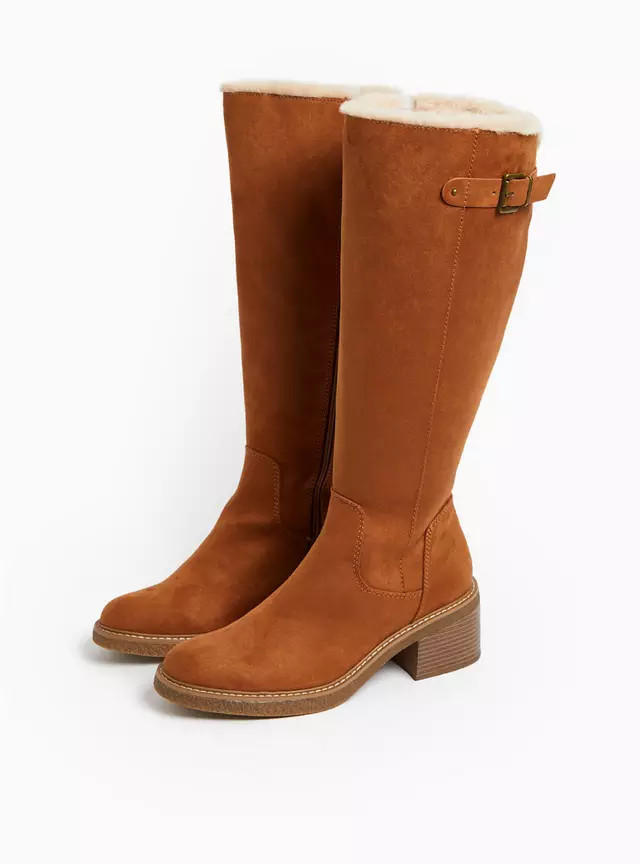Buy Tan Brown Faux Suede Heeled Knee High Boots 5 | Boots | Tu | Tu Clothing
