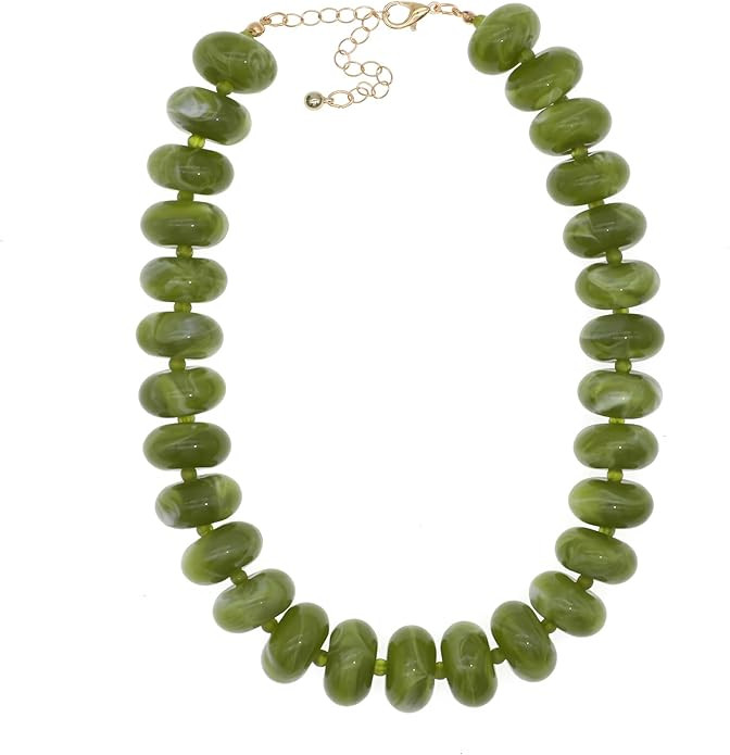 Chunky Beaded Necklace for Women Large Big Bead Choker Necklaces Trendy Boho Bold Statement Beads... | Amazon (US)