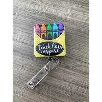 Teacher Badge Reel, Crayon Box Badge Badge, Glitter Gift For Teacher, Appreciation | Etsy (US)