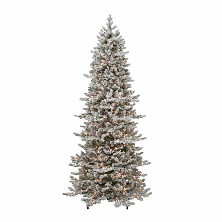 Puleo International 7.5 ft. Royal Majestic Douglas Spruce Flocked Slim Pre-Lit Christmas Tree | Walmart (US)