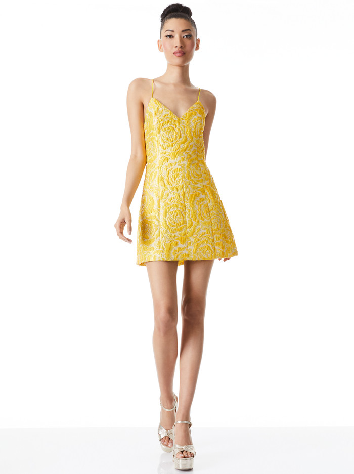 TAYLA STRUCTURED LANTERN MINI DRESS | Alice + Olivia