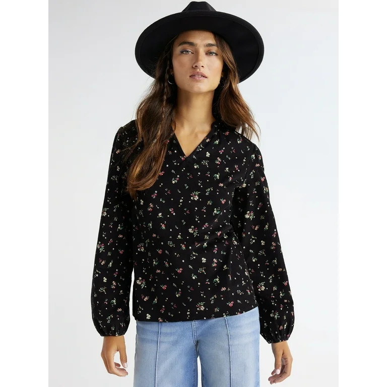 Time and Tru Women's Puff Sleeve Corduroy Top, Sizes XS-XXXL | Walmart (US)