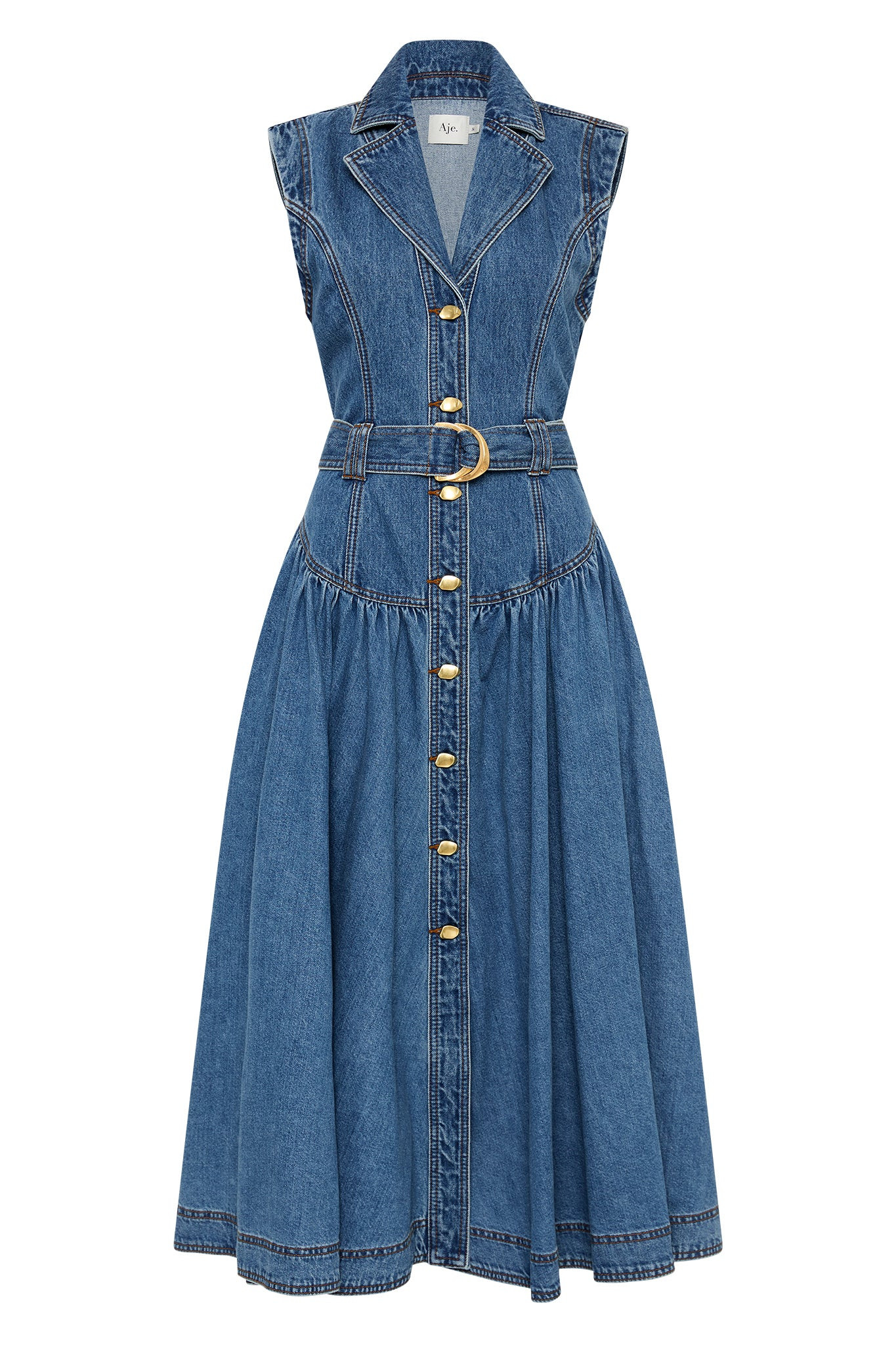 Elena Belted Denim Midi Dress | aje. (US, UK, Europe, ROW)