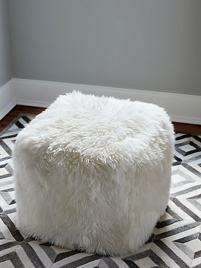 Square Sheepskin Ottoman | IVORY | Overland Sheepskin Co.
