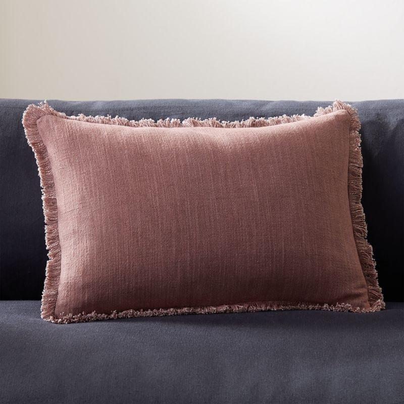 18"x12" Eyelash Mauve Linen Pillow with Down-Alternative Insert | CB2 | CB2