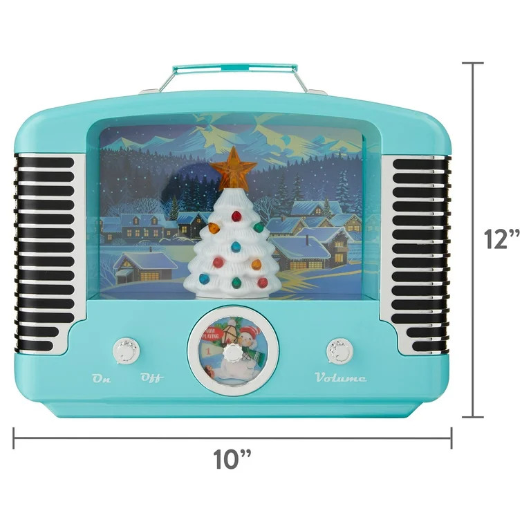 Mr. Christmas 12" Holiday Radio Decoration with Lit Tree, Teal | Walmart (US)