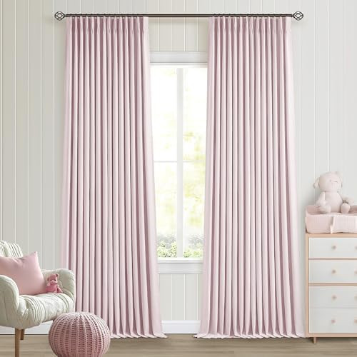 102 Inch Pink Pinch Pleated 100% Blackout Curtains for Girls Bedroom Living Room Thermal Insulate... | Amazon (US)
