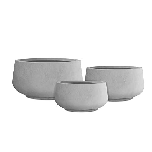 Kante 21.6",16.9",and 12.5" Dia Round Natural Concrete Elegant Planters (Set of 3), Outdoor Indoo... | Amazon (US)