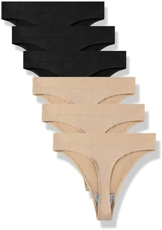 GRANKEE Women's High Waisted Breathable Seamless Thong Panties No Show Underwear Pack | Amazon (US)