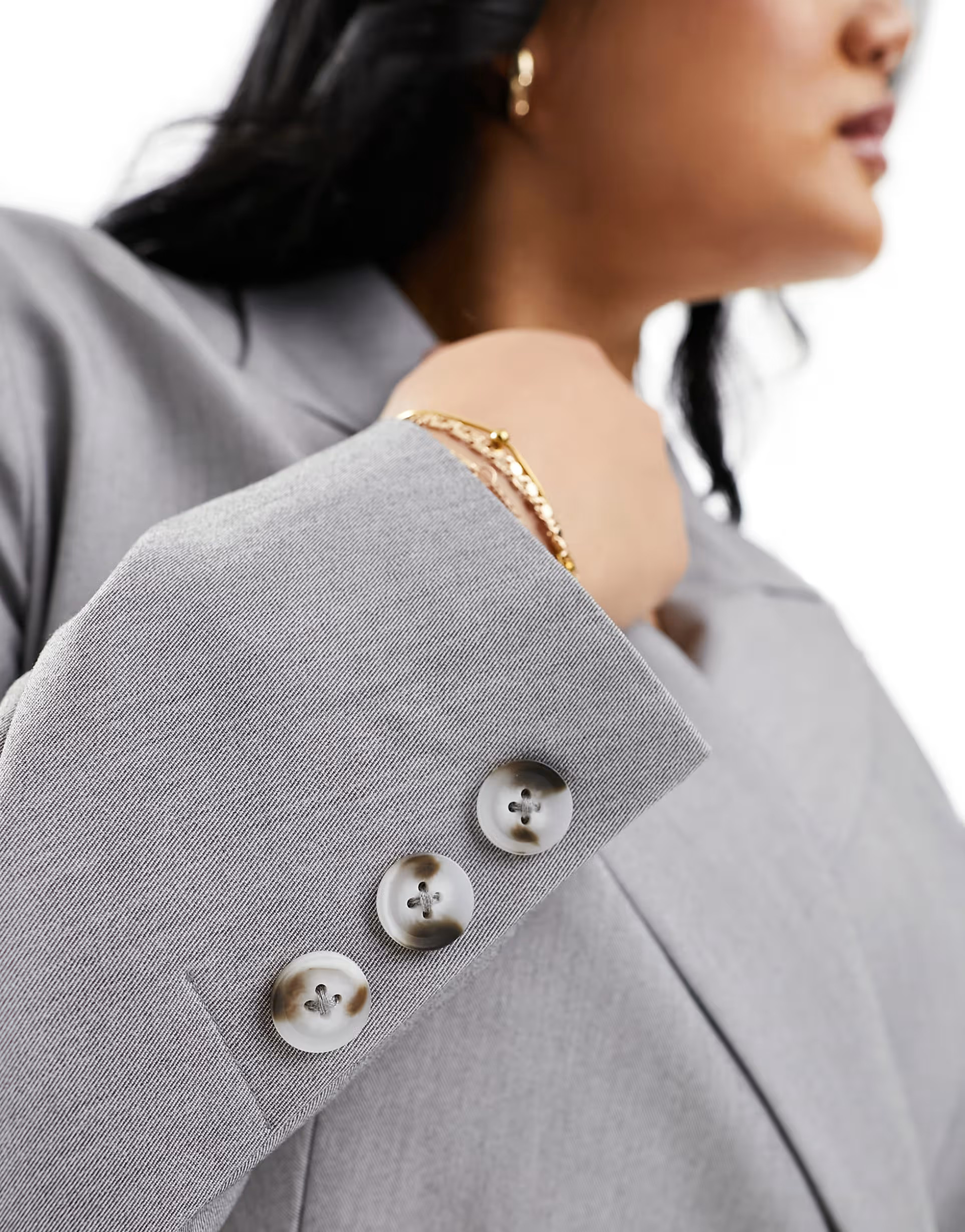 ASOS DESIGN Curve double breasted blazer in gray | ASOS (Global)