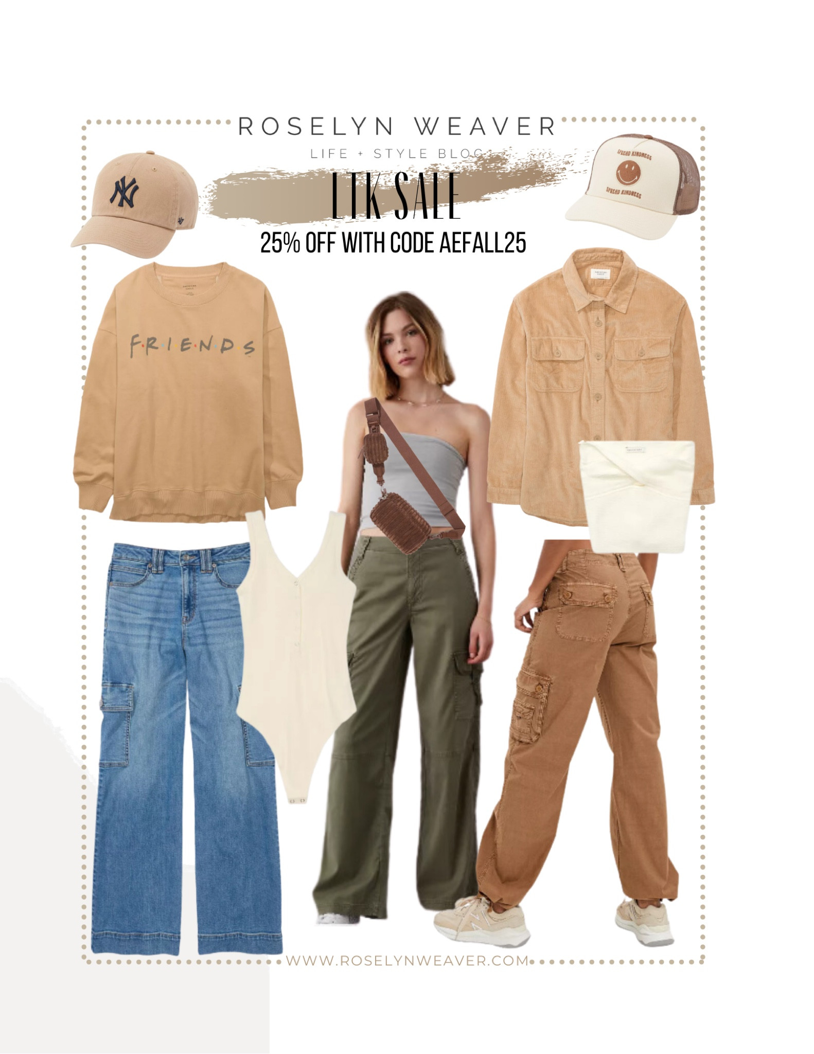 LTK SALE - American Eagle favorites 

Friends sweater, wide leg pants, cargo pants, wide leg jeans, New Balance sneaker, corduroy belt bag

#LTKfindsunder50 #LTKSale #LTKshoecrush