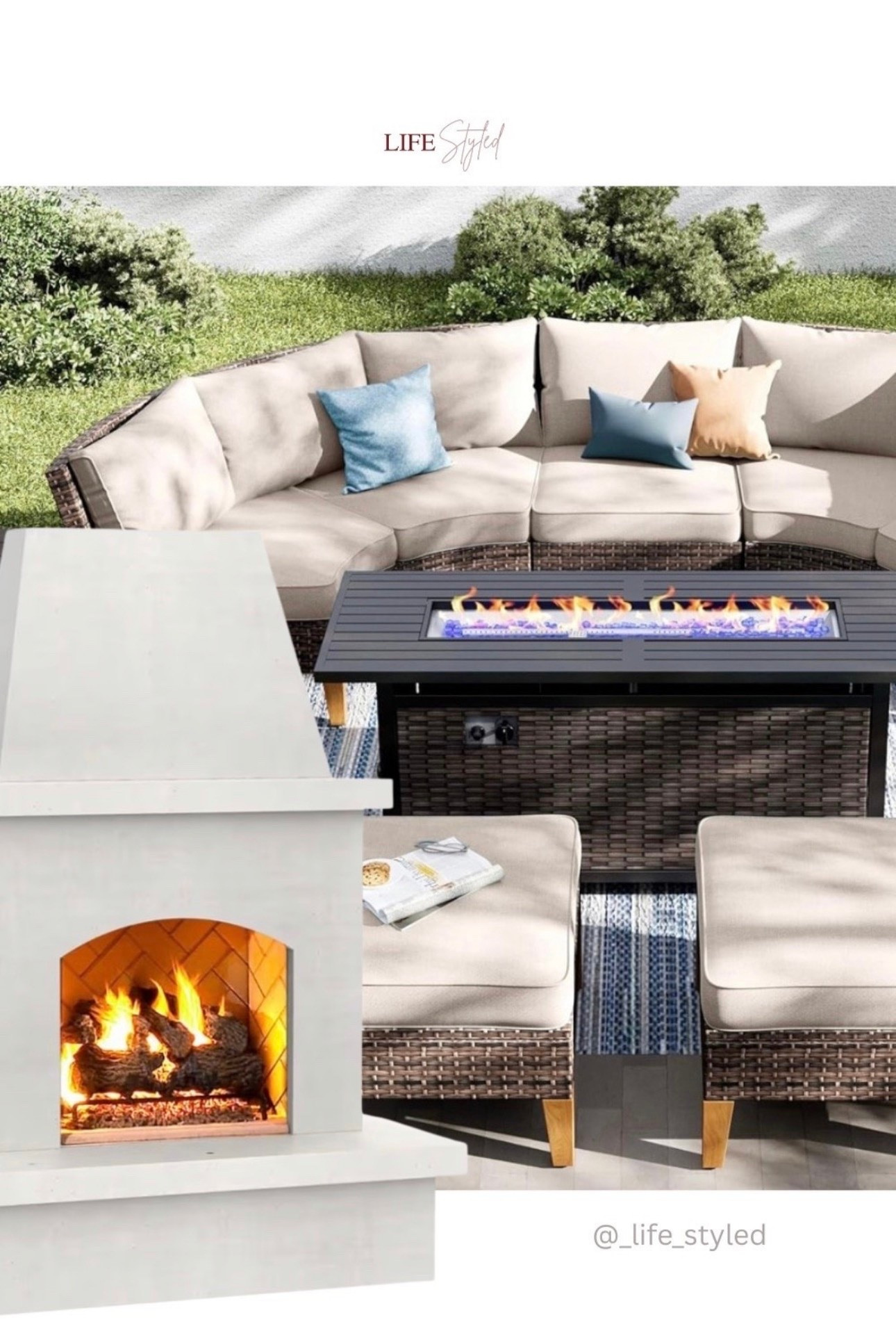 Outdoor fireplace just hits different 🔥

#LTKHome #LTKSeasonal #LTKSaleAlert