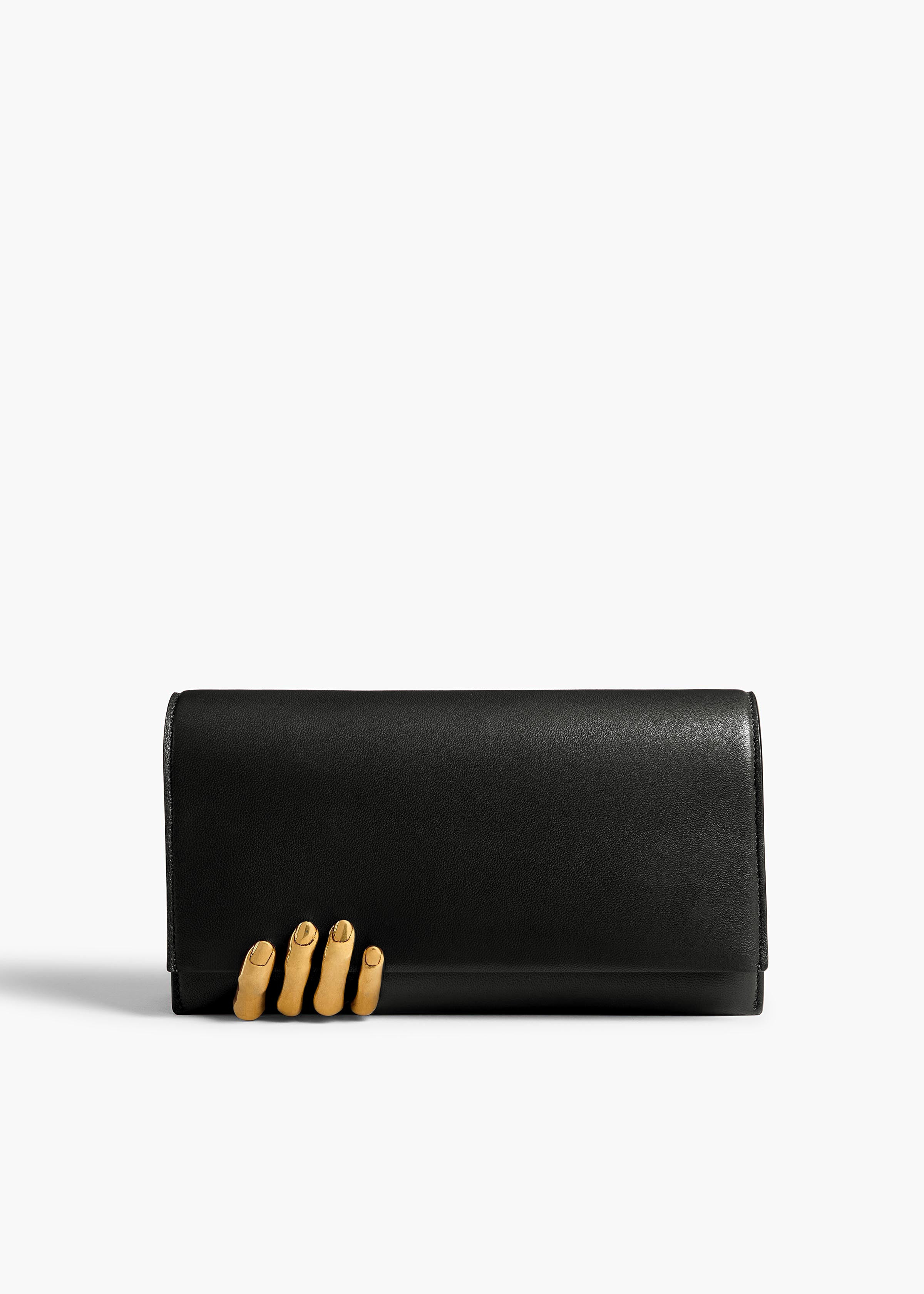 KHAITE - Sculpted Hand Clutch In Black Leather | Khaite