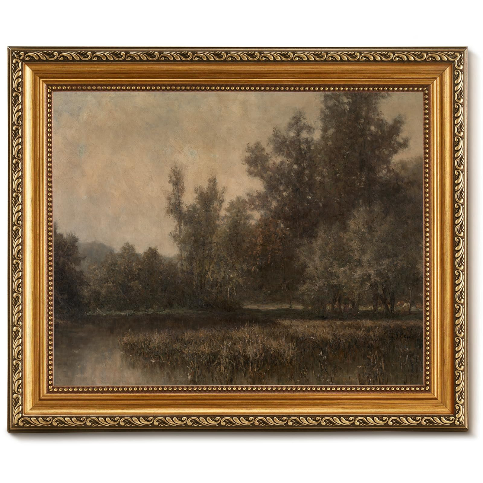 Vodefoad Vintage Moody Lake Landscape Gold Framed Wall Art for Home Decor Farmhouse Wall Decor Da... | Amazon (US)