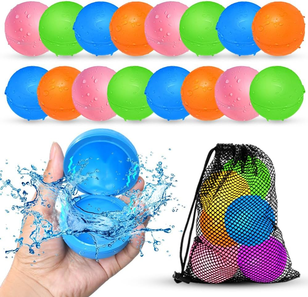 16Pcs Reusable Water Balloons for Kids, Pool Beach Water Toys for Boys and Girls, Summer Toy for ... | Amazon (US)