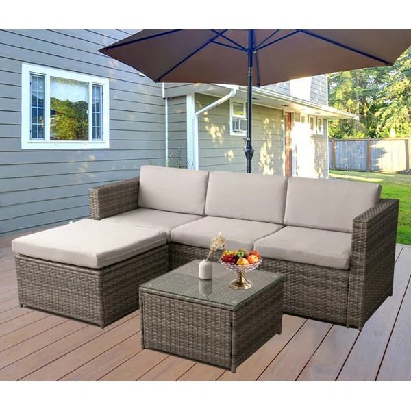 Salkeld Polyethylene (PE) Wicker 3 - Person Seating Group with Cushions | Wayfair North America
