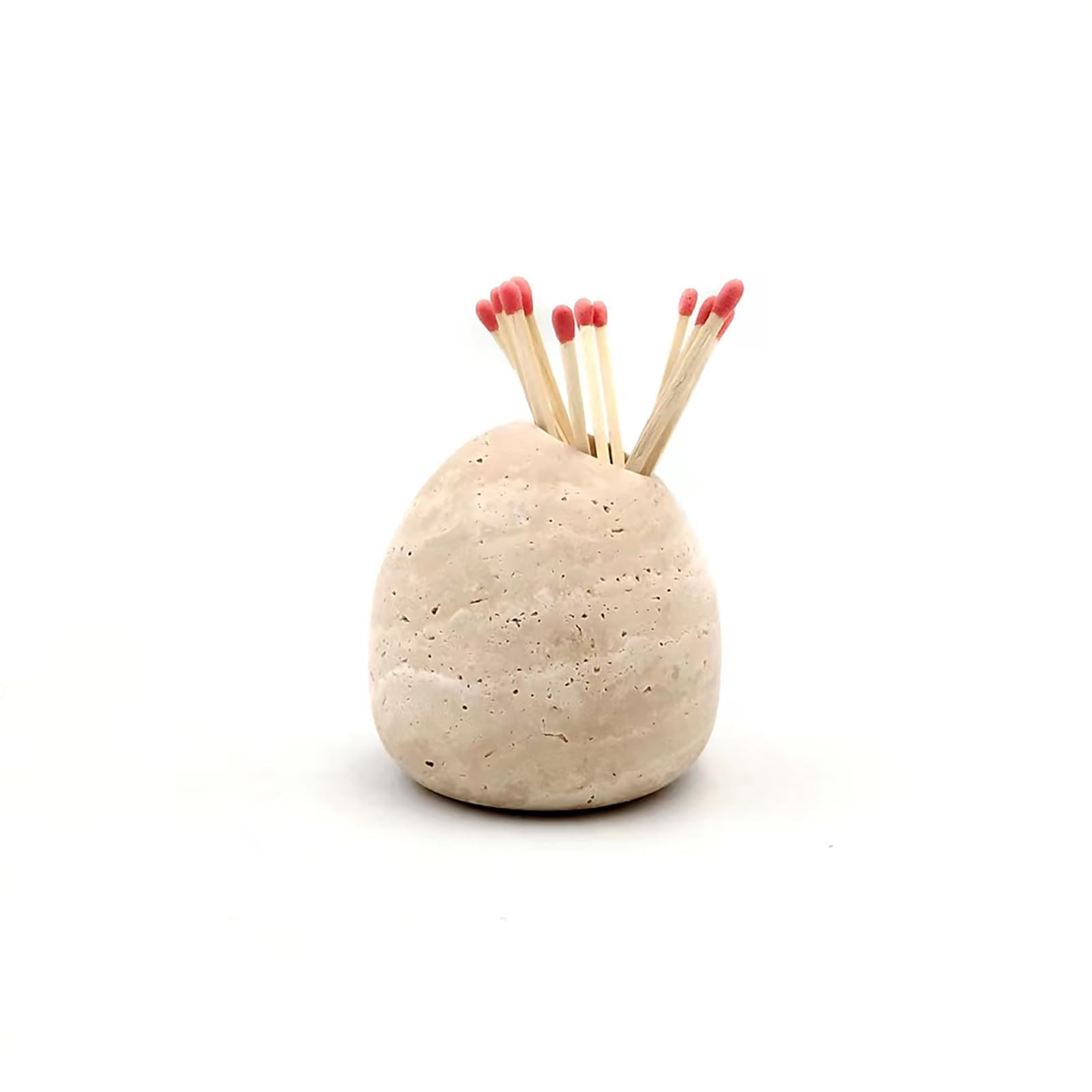 100% Travertine Match Holder |Toothpick Holder | Cute Beige Match Cloche | Matches Jar Box for Ca... | Amazon (US)