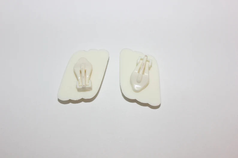 Vintage white plastic Spanish 80s clip on earrings | Etsy (US)