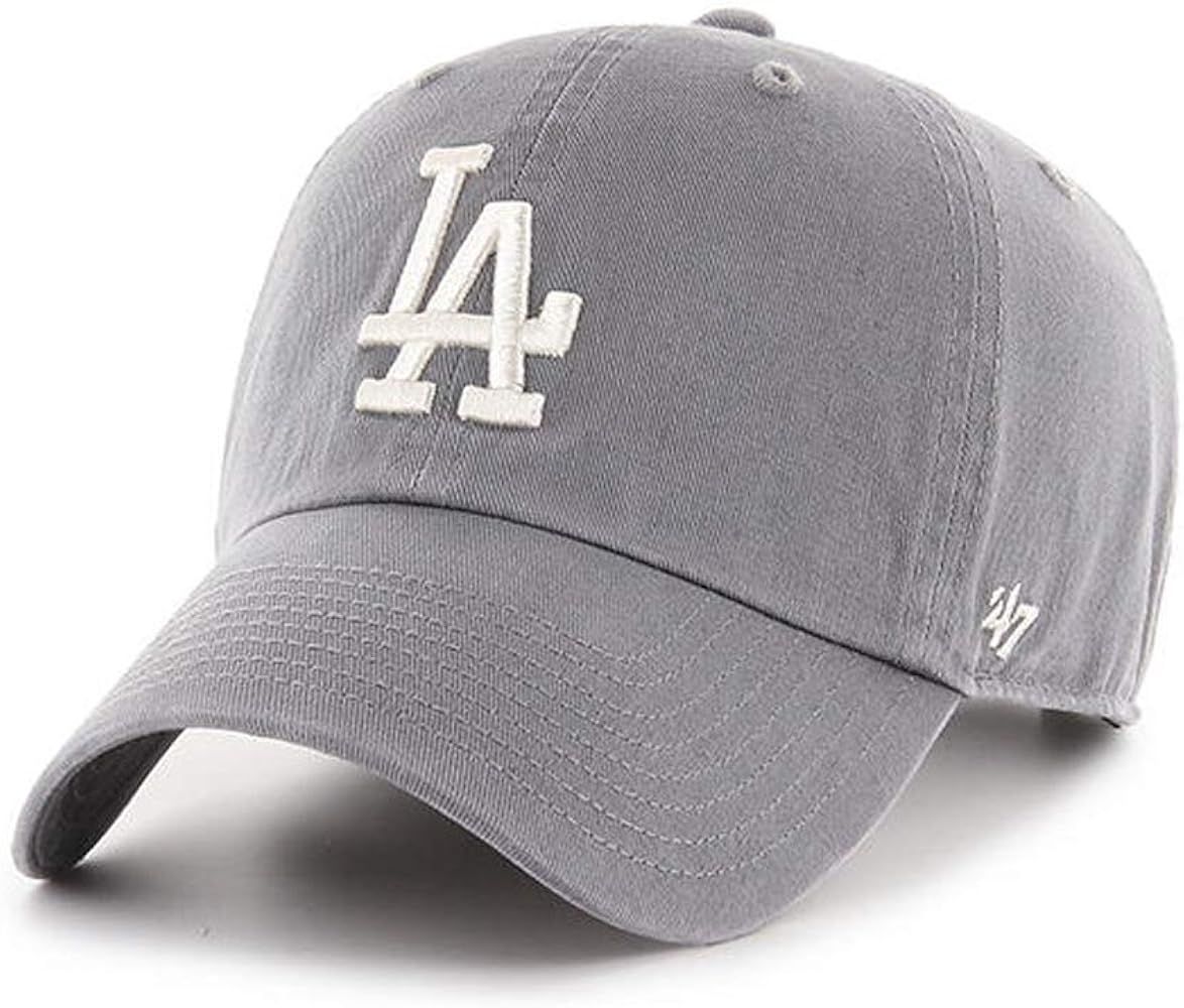 '47 Brand Los Angeles LA Dodgers Clean Up Hat Cap Dark Gray/White | Amazon (US)