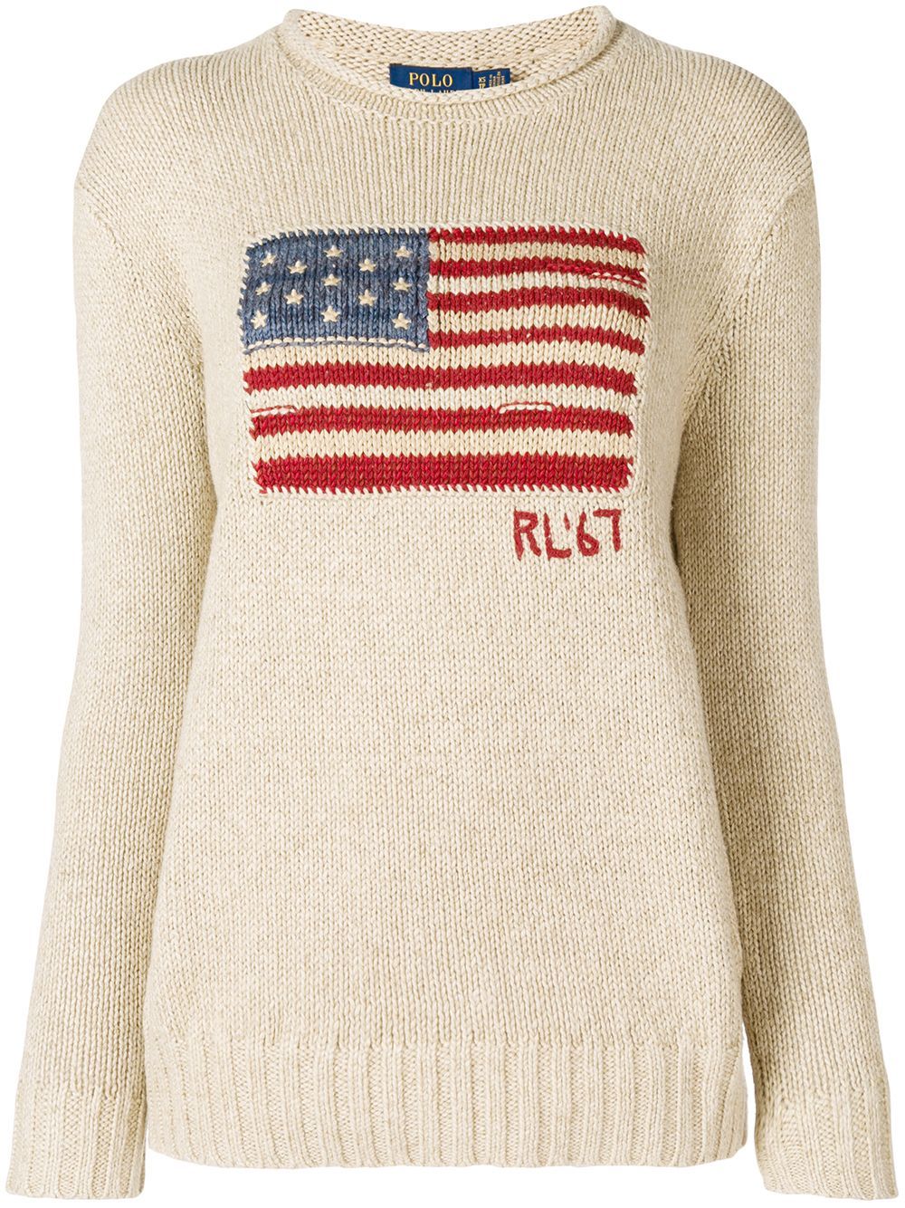 Polo Ralph Lauren logo flag embroidered sweater - Brown | FarFetch US