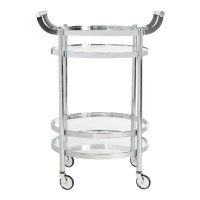 Click for more info about Two Tier Round Glass Bar Cart in Chrome