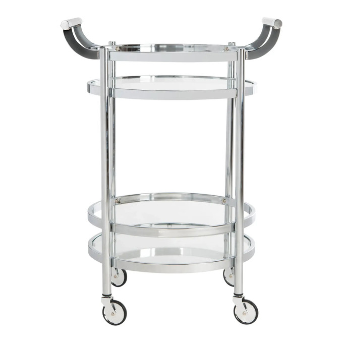 Click for more info about Two Tier Round Glass Bar Cart in Chrome