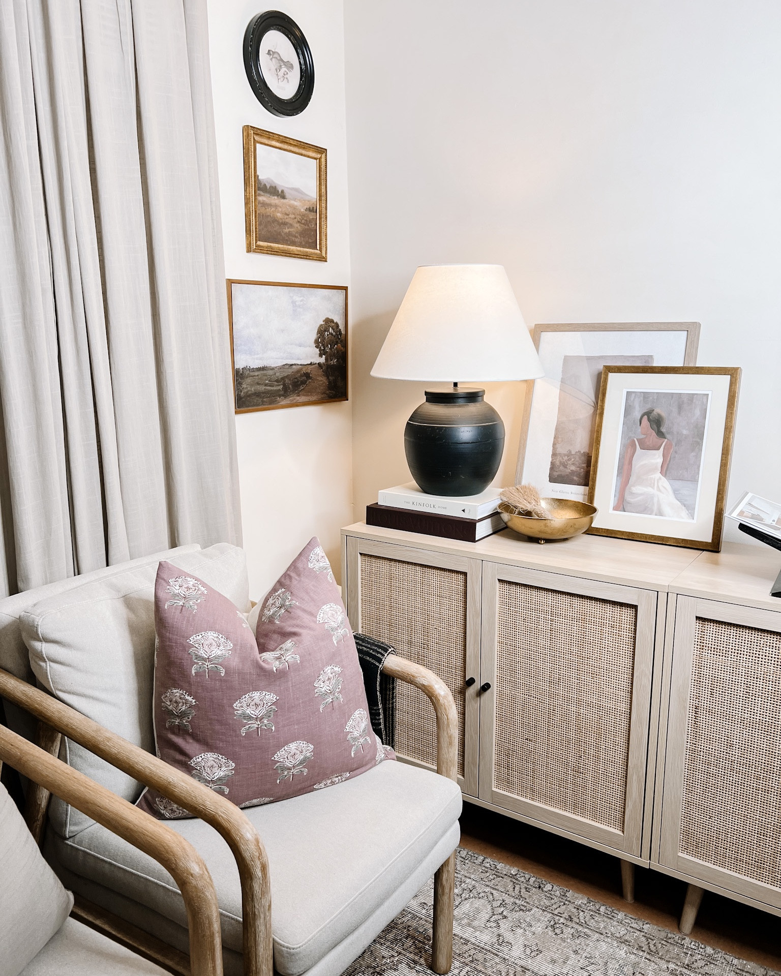 Tv console, console table, gallery wall, table lamp, accent pillows, accent chairs, living room, wall art, 

#LTKhome #LTKFind #LTKSale