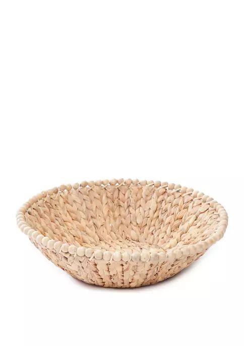 Wooden Bead Round Straw Bowl | Belk