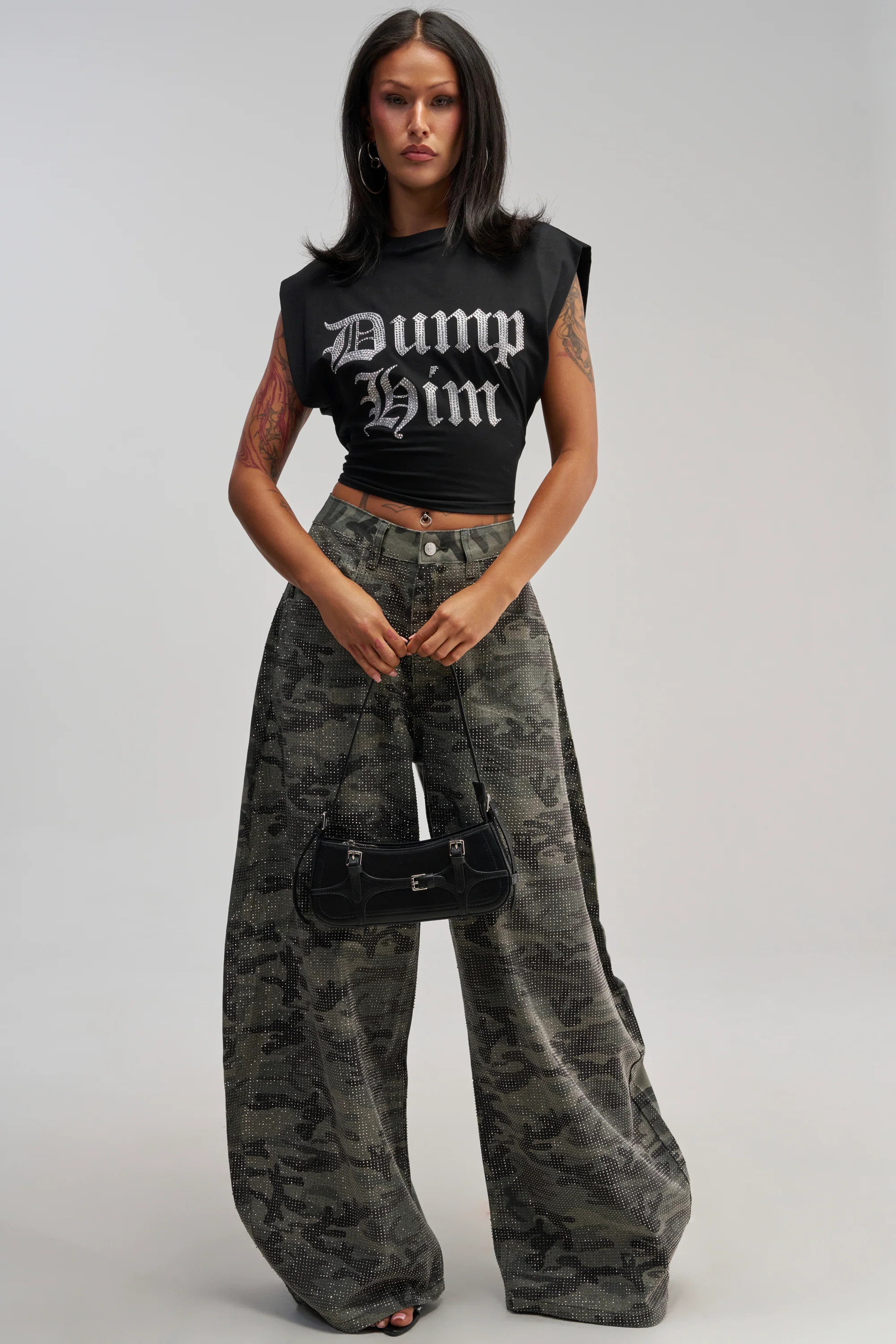 Camo Barrel Leg High Rise Baggy Jeans | AKIRA | AKIRA