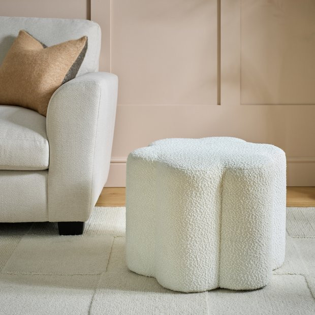 Buy Argos Home Daisy Boucle Footstool - White | Footstools | Argos | argos.co.uk