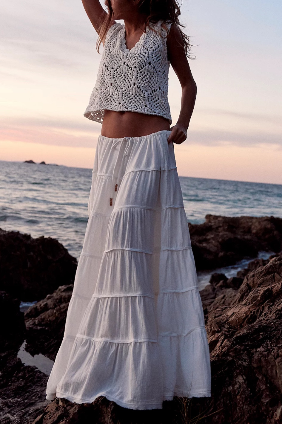 Maxi skirts European summer white skirt midi skirt 